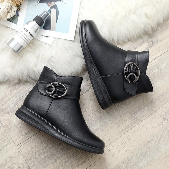 Padded warm leather shoes snow boots - Picture 1 of 6